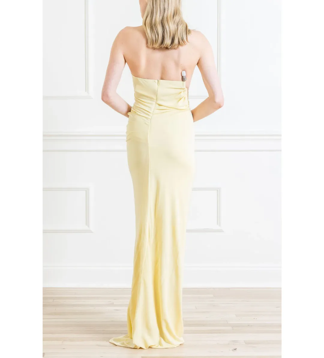Christopher Esber Odessa Arced Side Strapless Gown Yellow Size AU 6 for rent on The Volte - main image