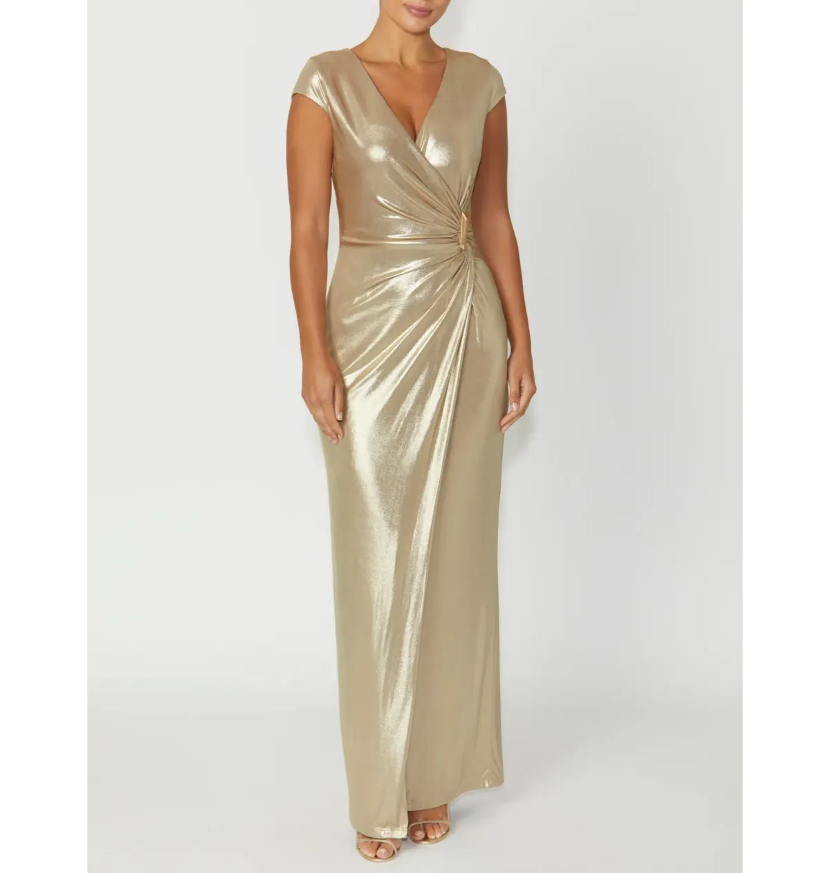 Anthea Crawford Myrah Jersey Gown Gold Size 12 for rent on The Volte - main image