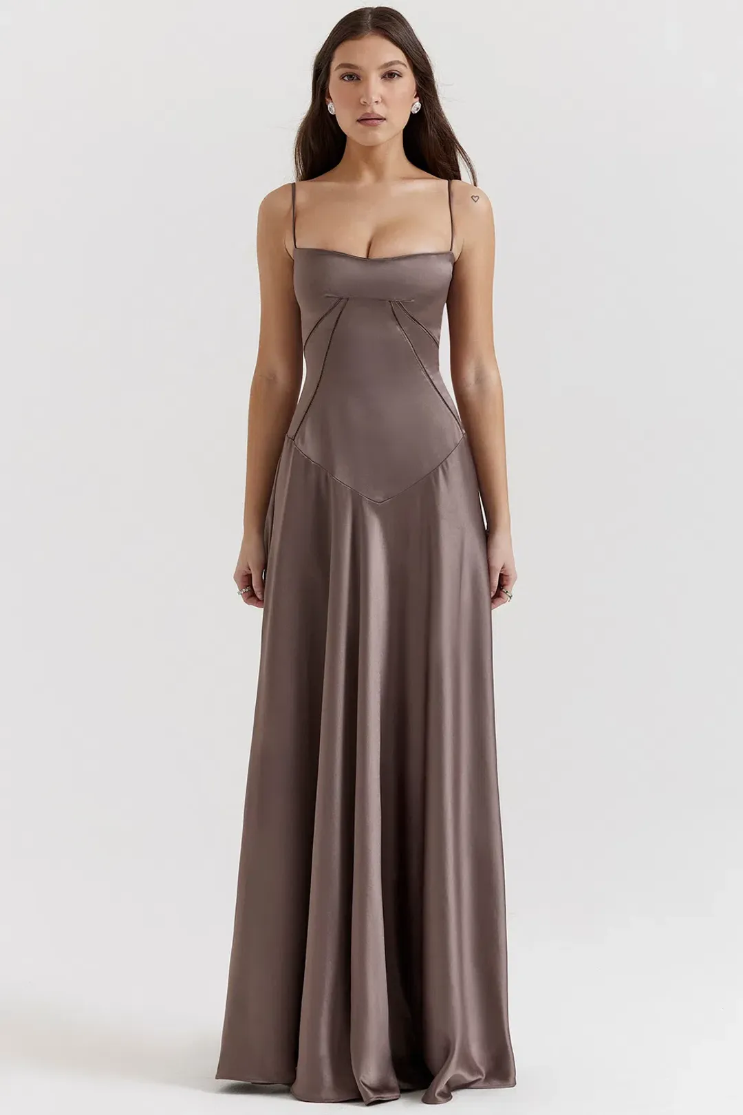 House of CB Anabella Lace Up Maxi Dress Smoke Size S / AU 8 for rent on The Volte - main image