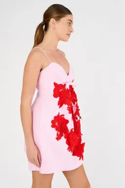 Oroton 3D Contrast Flower Linen  Mini Dress Floral Size 10 for rent on The Volte - image 2