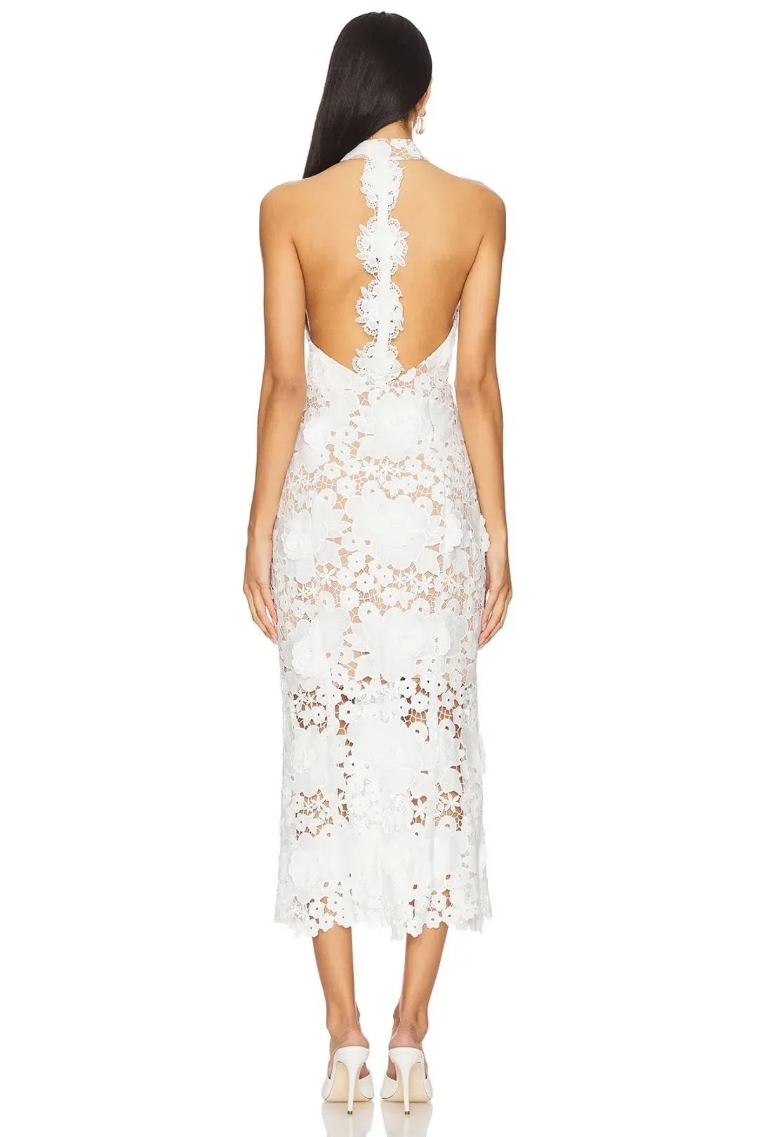 Elliatt Daffodil Lace Halter Midi Dress White Size M / AU 12 for rent on The Volte - main image
