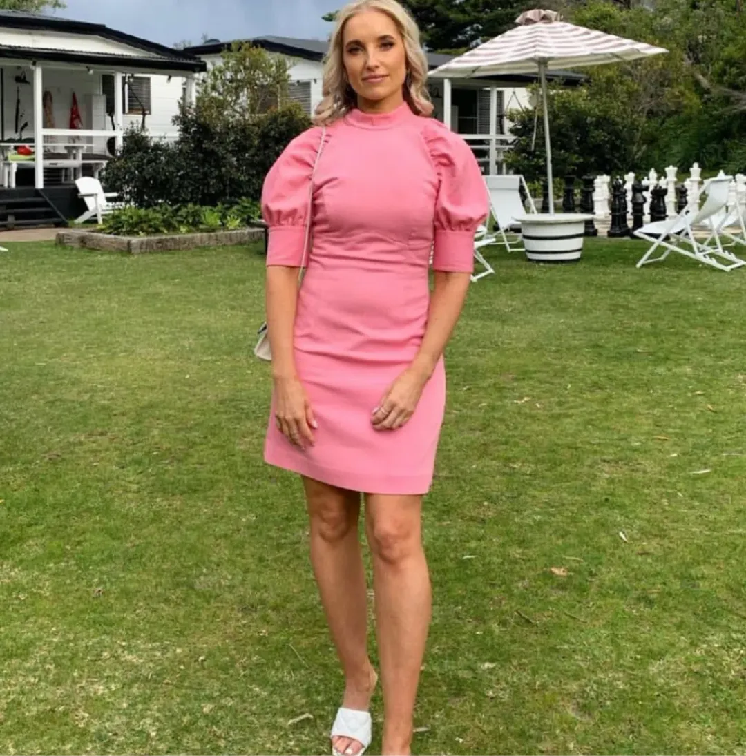 Rebecca Vallance Winslow Short Sleeve Mini Dress in Pink in Size 8 for rent on The Volte - main image