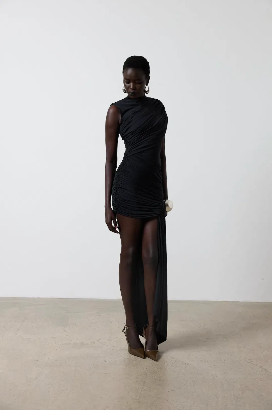 De La Vali Ravenna Spandex Jersey Mini Dress Black Size UK / AU 6-8 for rent on The Volte - main image