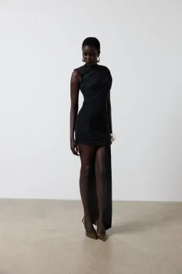 De La Vali Ravenna Spandex Jersey Mini Dress Black Size UK / AU 6-8 for rent on The Volte - image 7