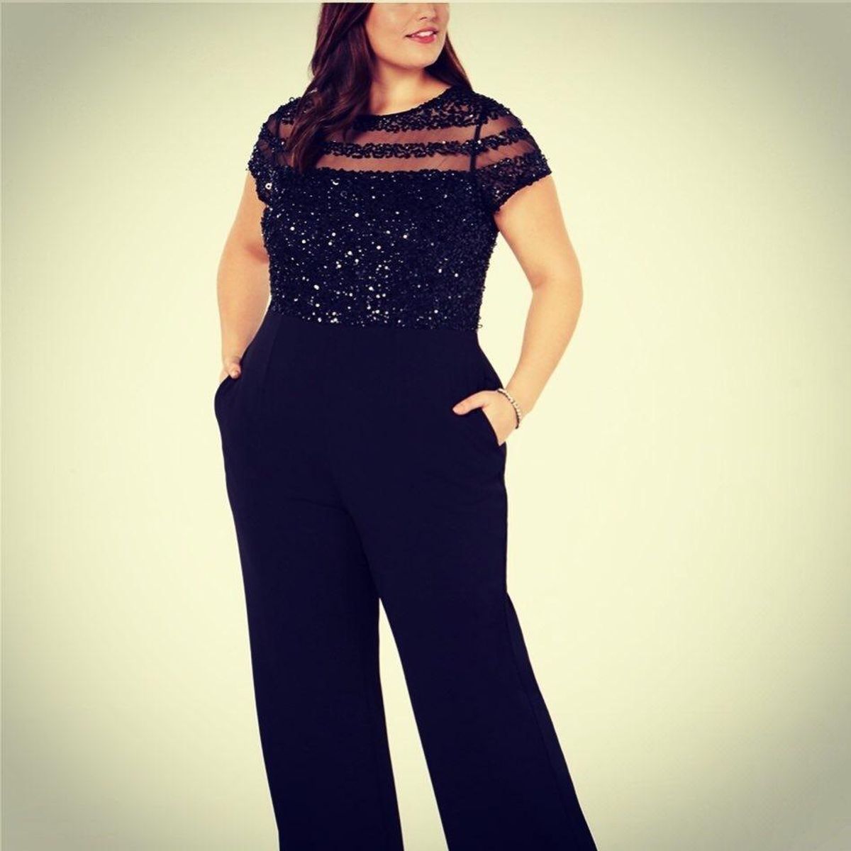 Adrianna Pappell black sequin Jumpsuit size 18 for rent on The Volte - main image