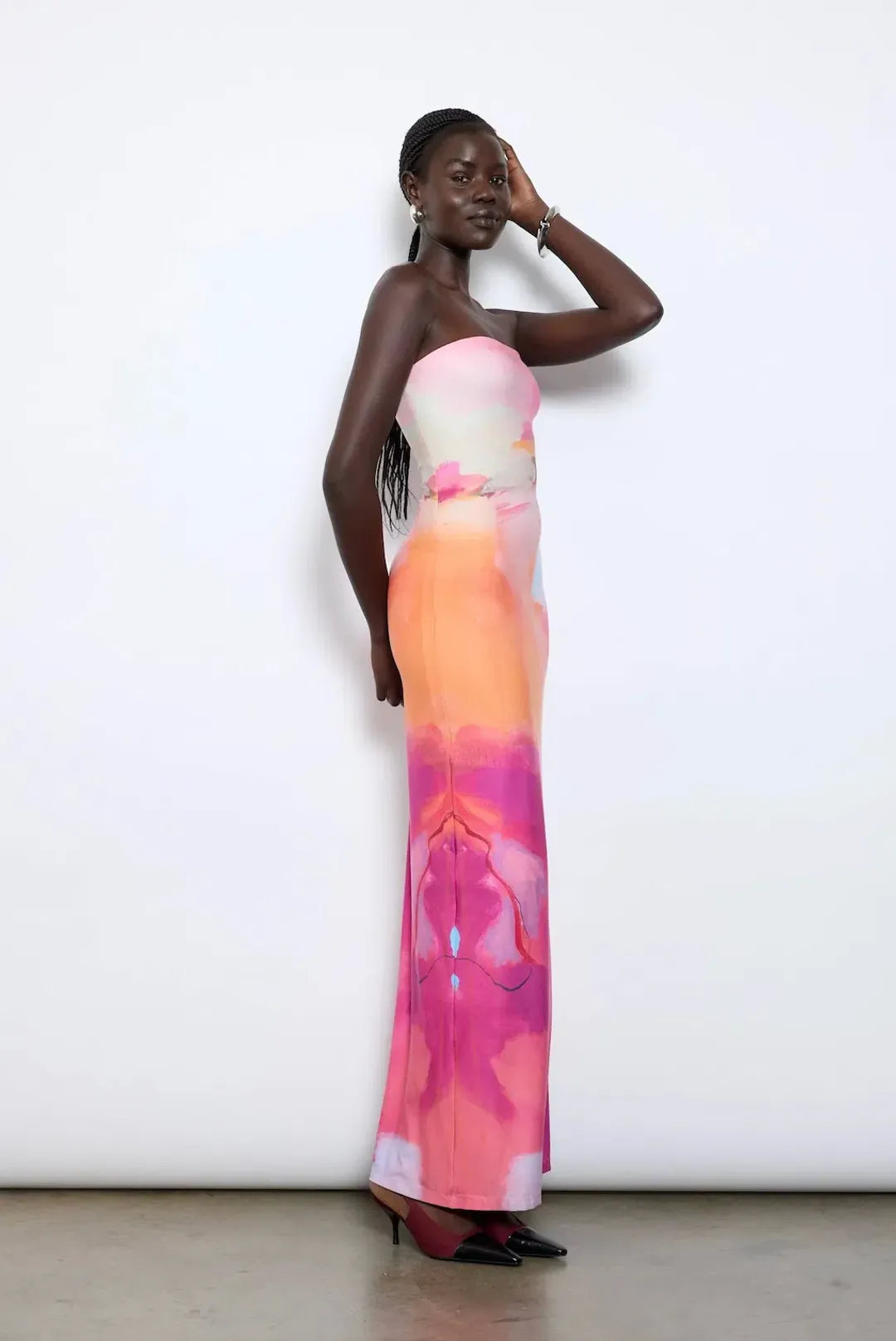 With Harper Lu Strapless Slip Dress Abstract Art Multi Print Size 8 for rent on The Volte - main image
