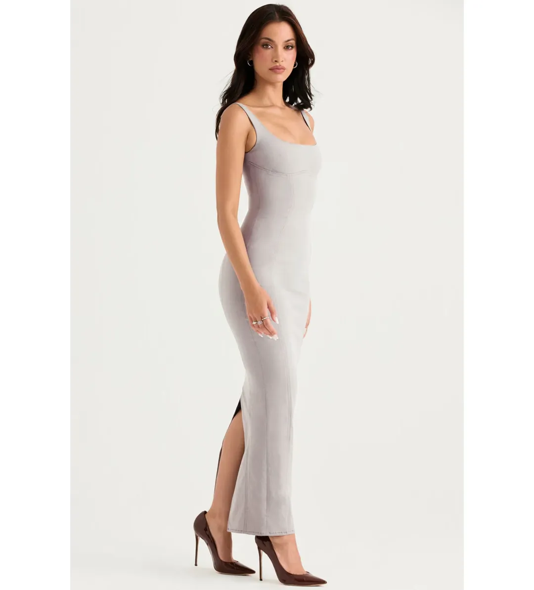 House of CB Rea Body Con Dress in Smoke Size 10 for rent on The Volte - main image