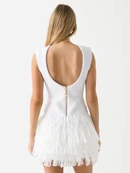 AJE Rushes Raffia Knit Mini Dress White Size AU 8 for rent on The Volte - image 2