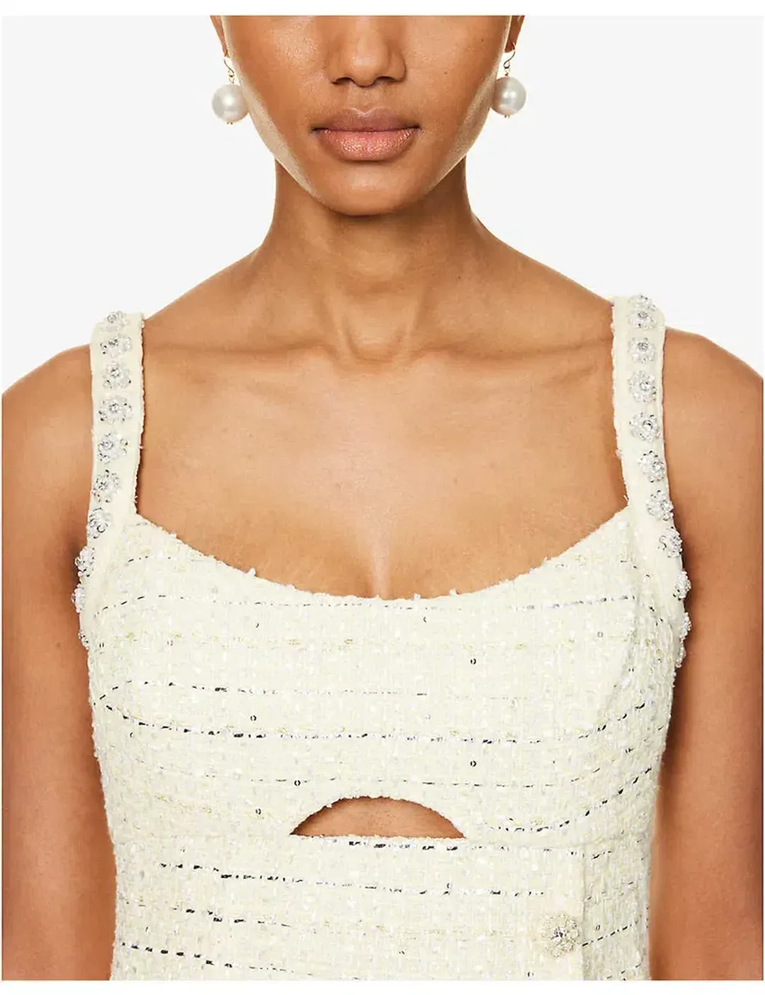 Self Portrait Boucle Diamante Mini Dress Yellow Size 8 for rent on The Volte - main image