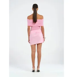 Benni  Nico Off Shoulder Mini Dress Buttergum Pink Size AU 10 for rent on The Volte - image 3