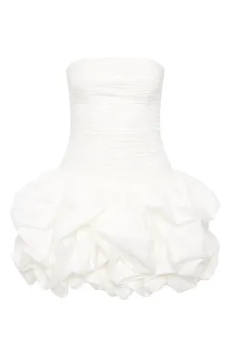 Aje White Violette Bubble Hem Mini in White Size 4 for rent on The Volte - image 4