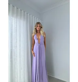 MISHA Jennifer Cupro Maxi Dress Lilac Size 4/XXS for rent on The Volte - image 5