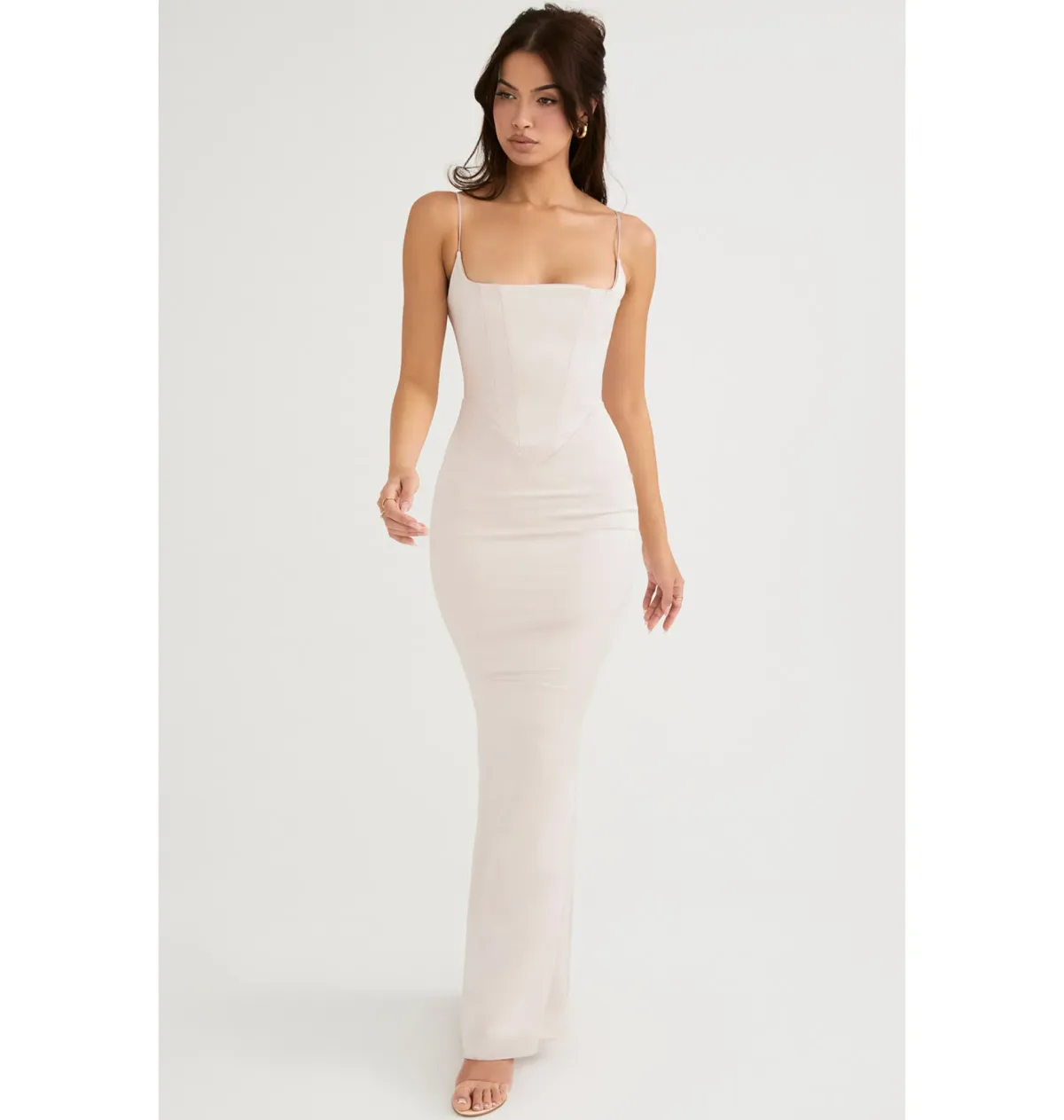 House Of CB Olivette Satin Corset Maxi Dress Crystal Size 8/S for rent on The Volte - main image