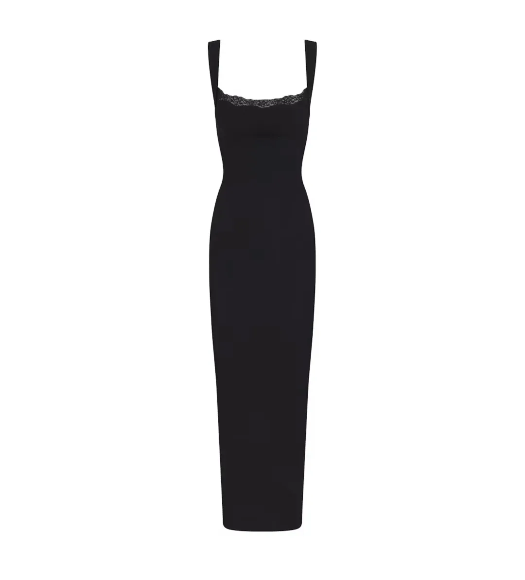 SKIMS Soft Lounge Lace Long Dress With Bralette Black Size S/AU 8 for rent on The Volte - main image