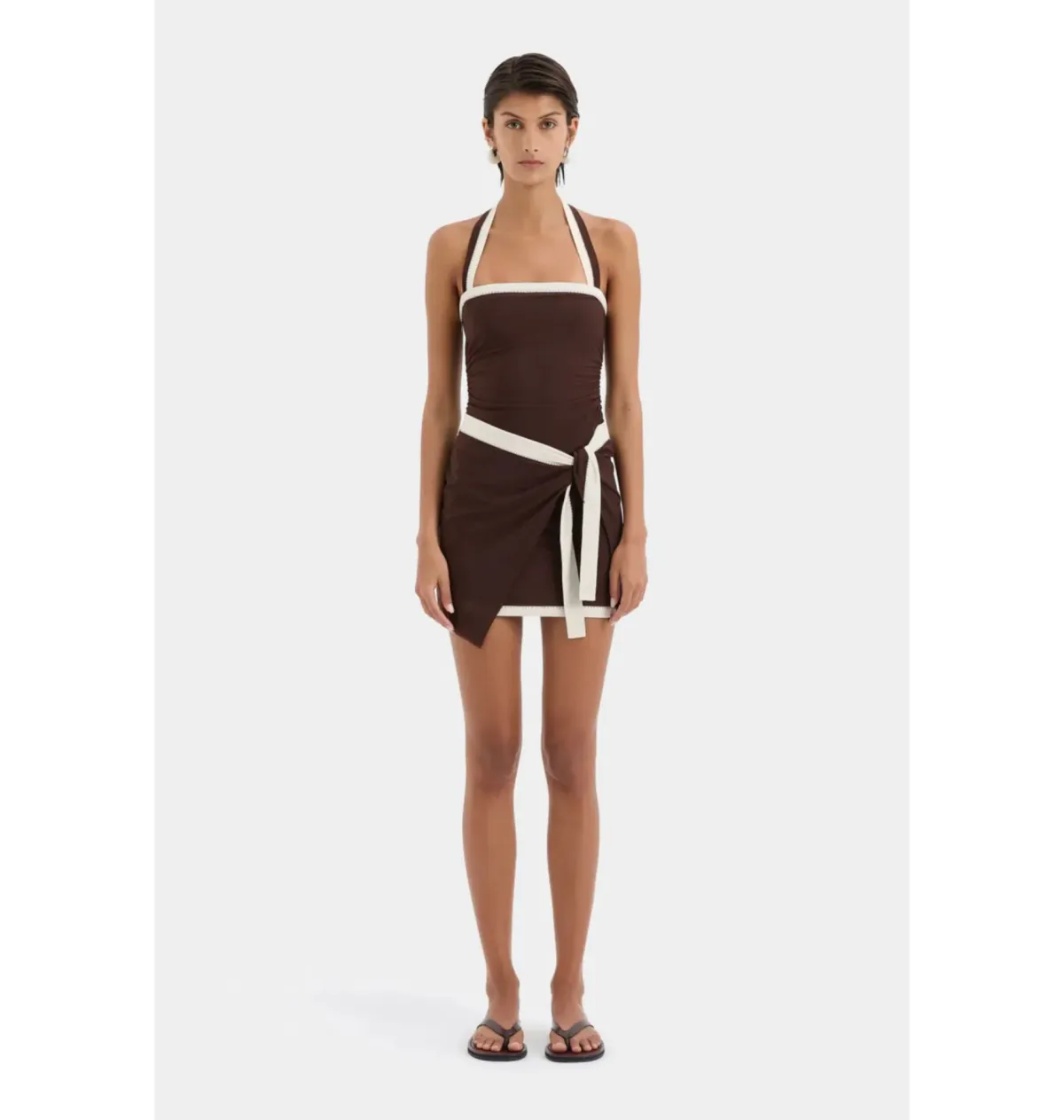 Sir the Label Jacques Mini Dress Chocolate Brown Size 0 / AU 6 for rent on The Volte - main image