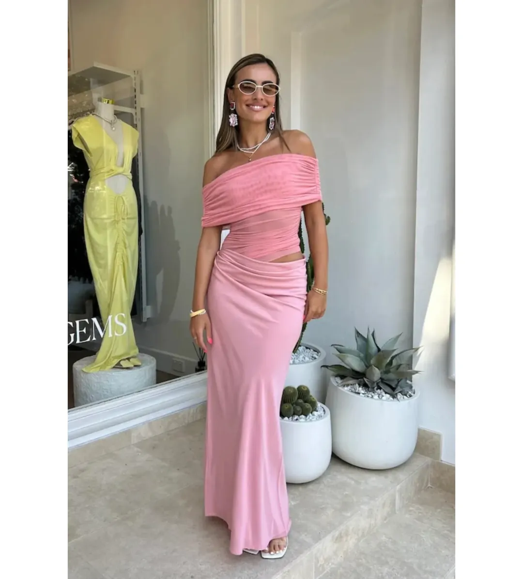 Benni Candy Nico Off Shoulder Maxi Size AU 8 for rent on The Volte - main image