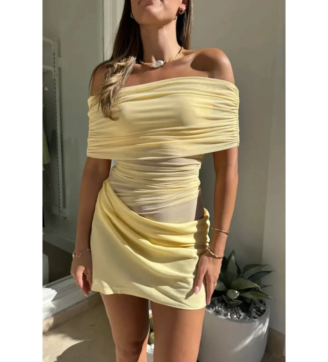 Benni Nico Off Shoulder Mini Butter Size M/AU 10 for rent on The Volte - main image