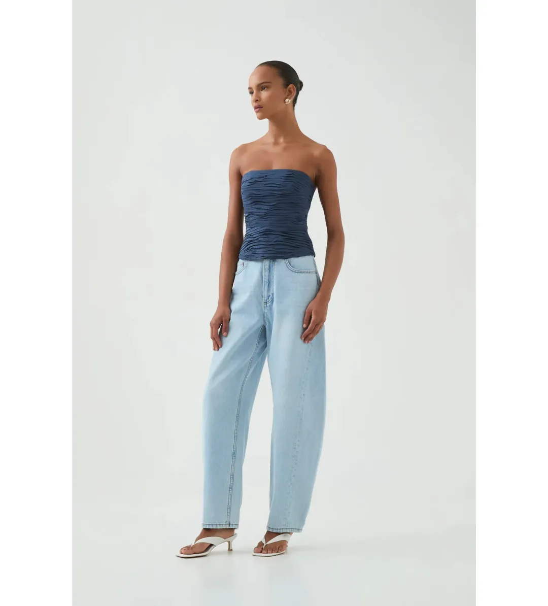 Aje Sunbeam Ruched Bustier Top Slate Size AU 10 for rent on The Volte - main image