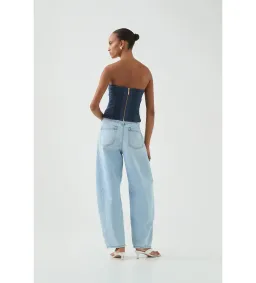 Aje Sunbeam Ruched Bustier Top Slate Size AU 10 for rent on The Volte - image 4