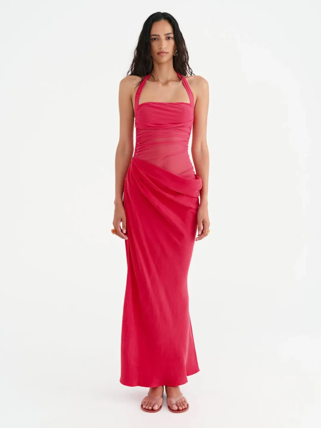 Benni Gina Halter Maxi Dress Watermelon Size 10 for rent on The Volte - main image