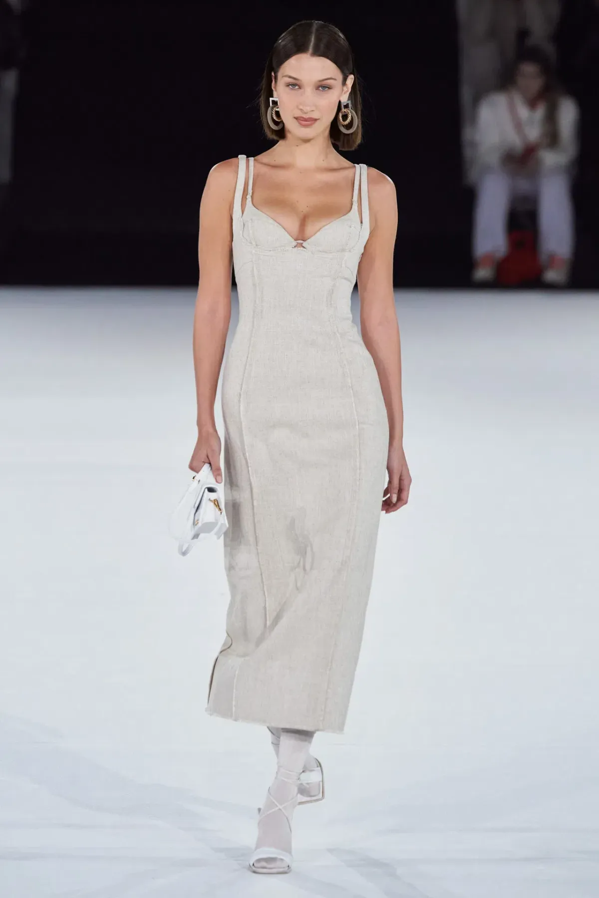 Jaquemus La Robe Valerie Dress Midi Beige Size AU 8 for rent on The Volte - main image
