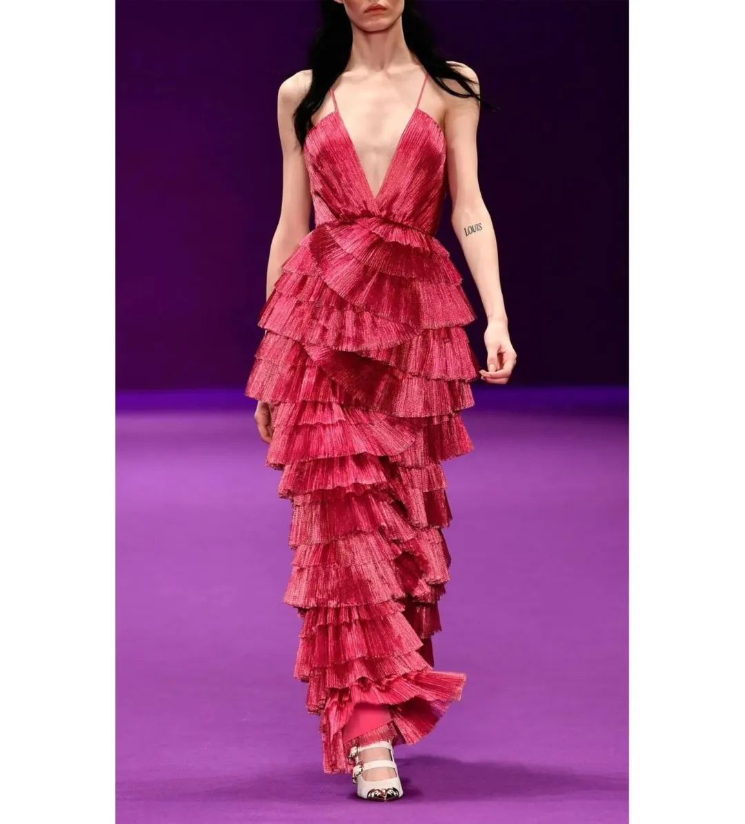 Alice McCall Making Me Blush Tiered Ruffle Gown Pink Size AU 8 for rent on The Volte - main image