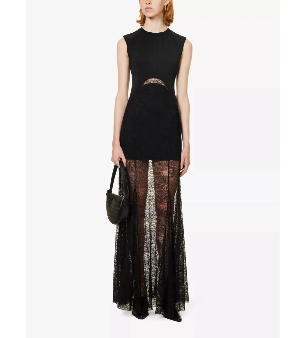 Camilla and Marc Angelo Lace-Skirt Woven Maxi Dress Black Size AU 8 for rent on The Volte - main image