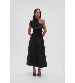 Aje Adelia Ruffle Midi Dress Black Size S/AU 8 for rent on The Volte - image 2