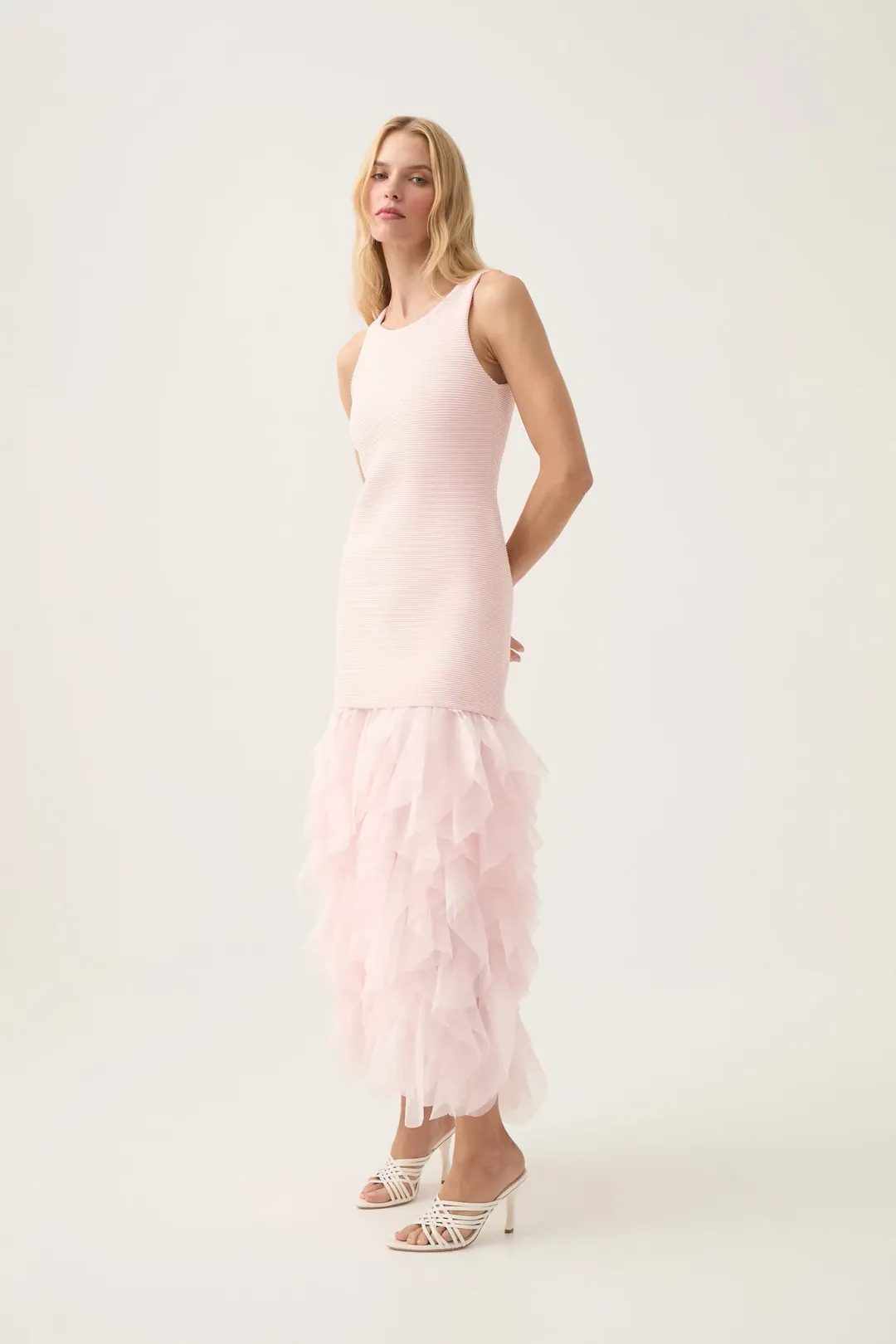 Aje Elations Knit Maxi Dress Pastel Pink Size L/AU 12 for rent on The Volte - main image