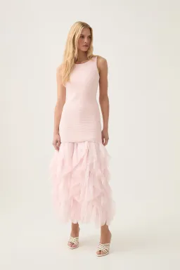 Aje Elations Knit Maxi Dress Pastel Pink Size L/AU 12 for rent on The Volte - image 1