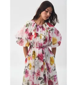 Aje Fleur Midi Dress Collage Floral Size AU 12 for rent on The Volte - image 4