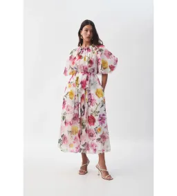 Aje Fleur Midi Dress Collage Floral Size AU 12 for rent on The Volte - image 1