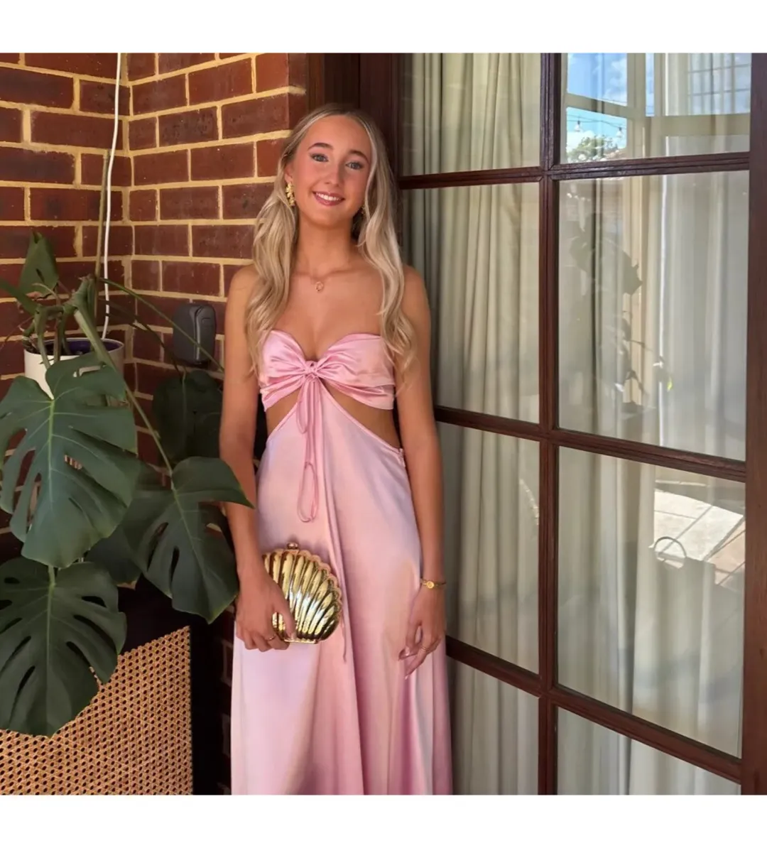 Lane + Sass Lucy Gown Baby Pink Size S/AU 8 for rent on The Volte - main image