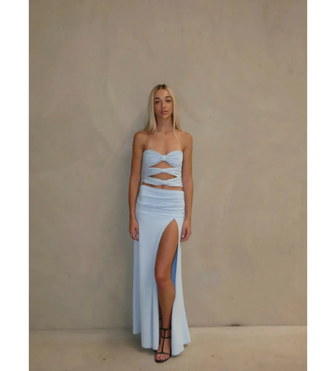Mode Mila Remi Top and Maxi Skirt Set Ice Blue Size S / AU 8 for rent on The Volte - main image