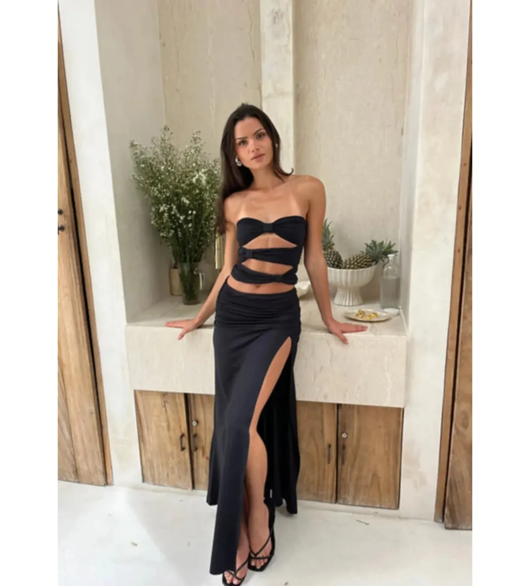 Mode Mila Remi Top and Maxi Skirt Set Black Size S / AU 8 for rent on The Volte - main image