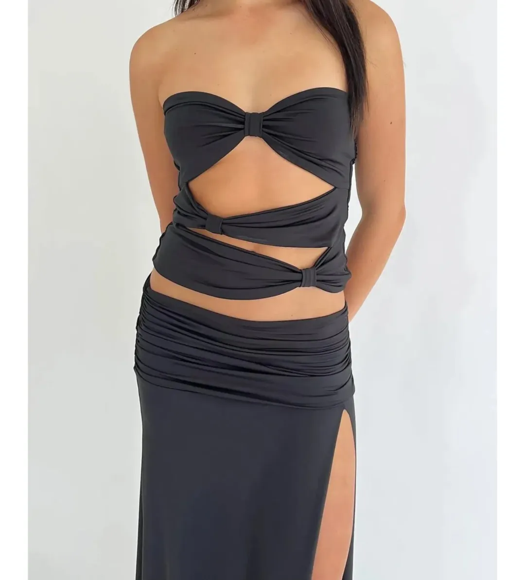 Mode Mila Remi Top and Maxi Skirt Set Black Size S / AU 8 for rent on The Volte - main image