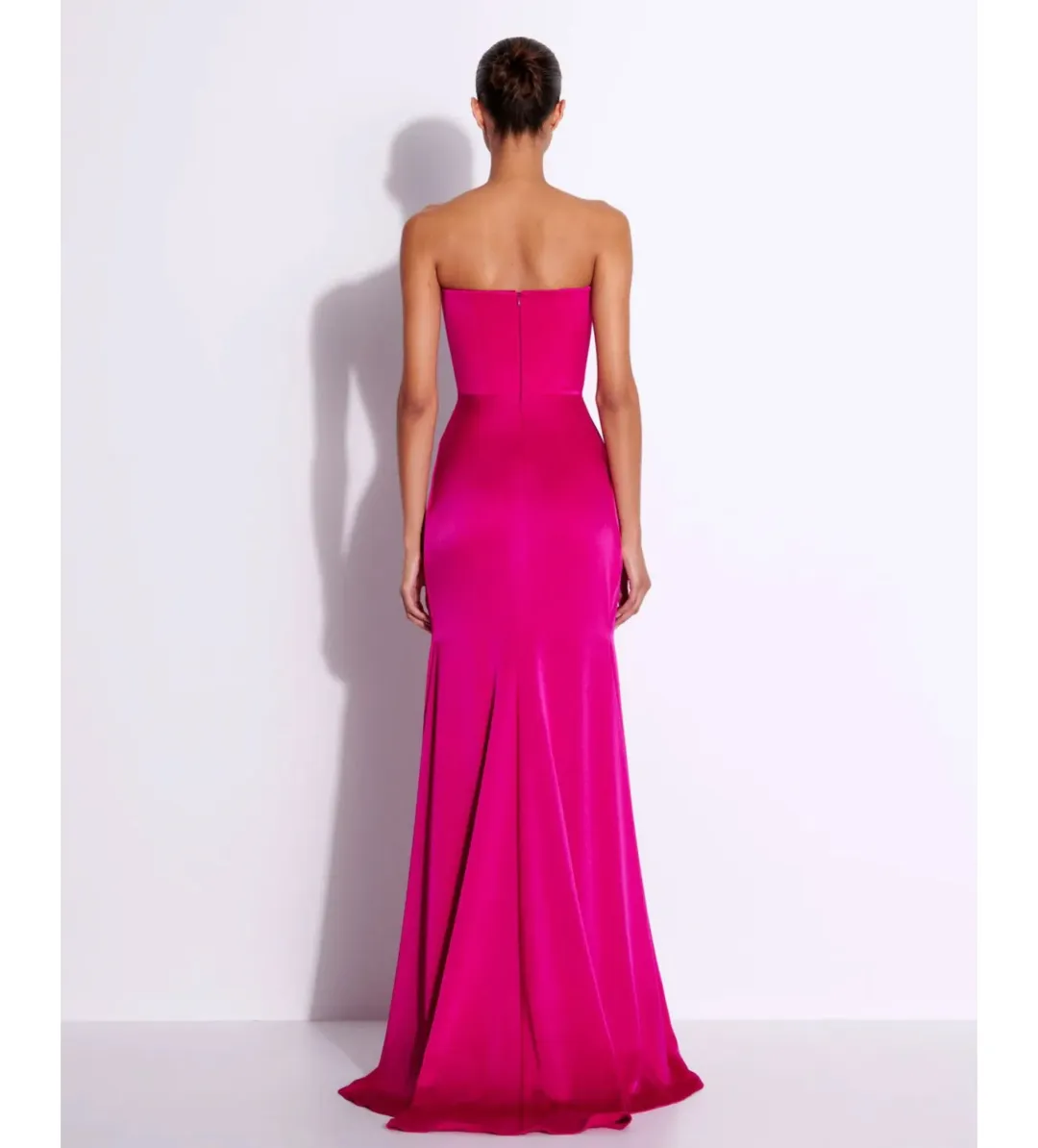 Alex Perry Strapless Gathered Drape Gown in Satin Crepe Raspberry Size AU 6 for rent on The Volte - main image