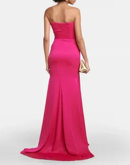 Alex Perry Strapless Draped Crêpe Satin Gown Raspberry Size AU 8 for rent on The Volte - image 2