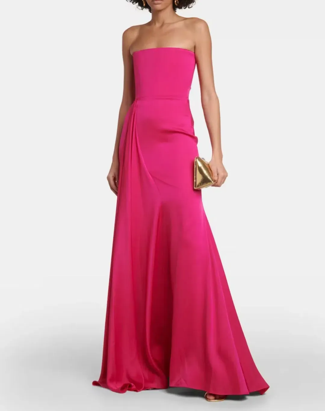 Alex Perry Strapless Draped Crêpe Satin Gown Raspberry Size AU 8 for rent on The Volte - main image