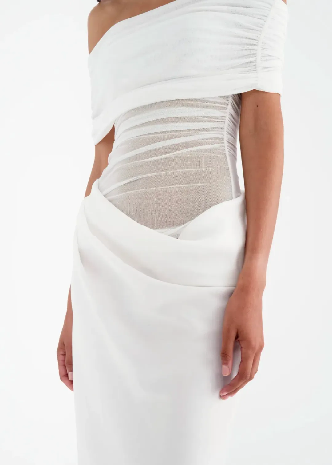 Benni Nico Dress White Off Shoulder Maxi Dress White Size 6 for rent on The Volte - main image