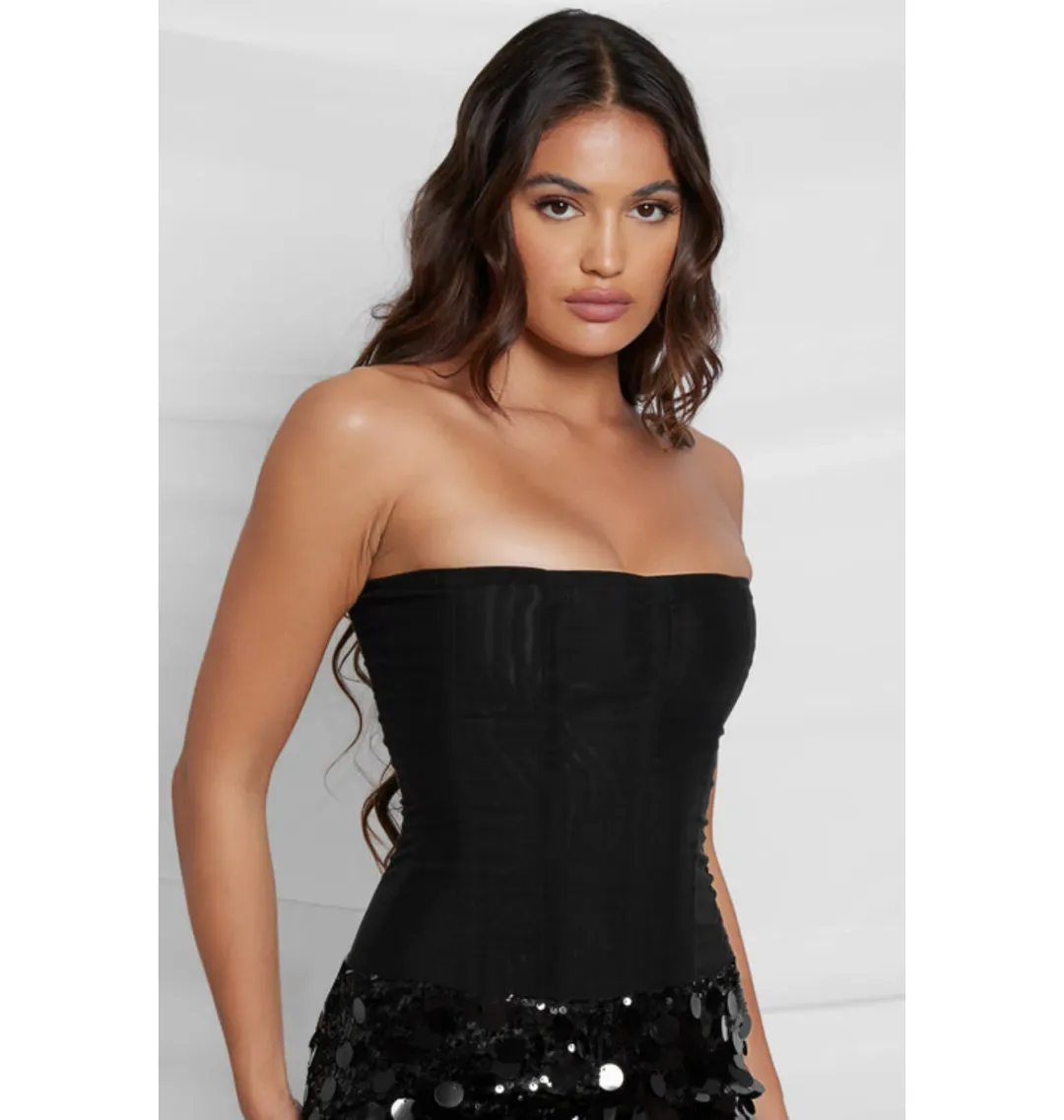 Leau Muse Mesh Corset Top in Black Size XS/AU6 for rent on The Volte - main image