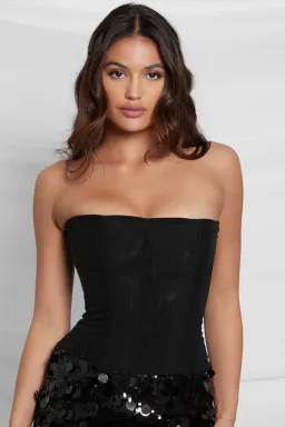  Leau Muse Mesh Corset Top in Black Size S/AU8 for rent on The Volte - image 1