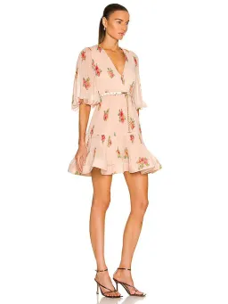 Zimmermann Pleated Mini Dress Blush Floral Size 1 for rent on The Volte - image 3