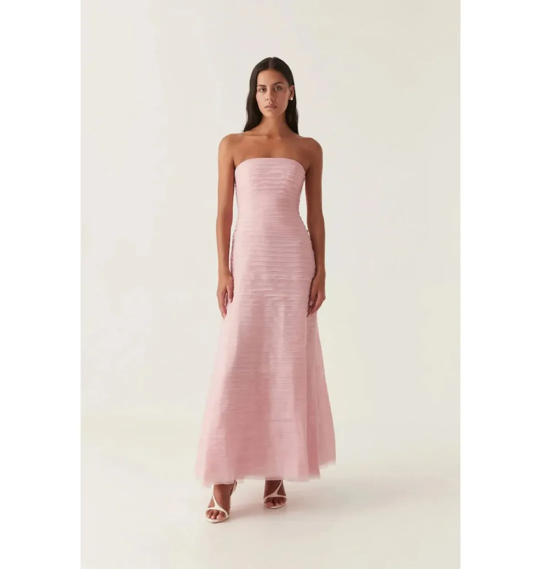 Aje Soundscape Maxi Dress Chalk Pink Size AU 8 for rent on The Volte - main image