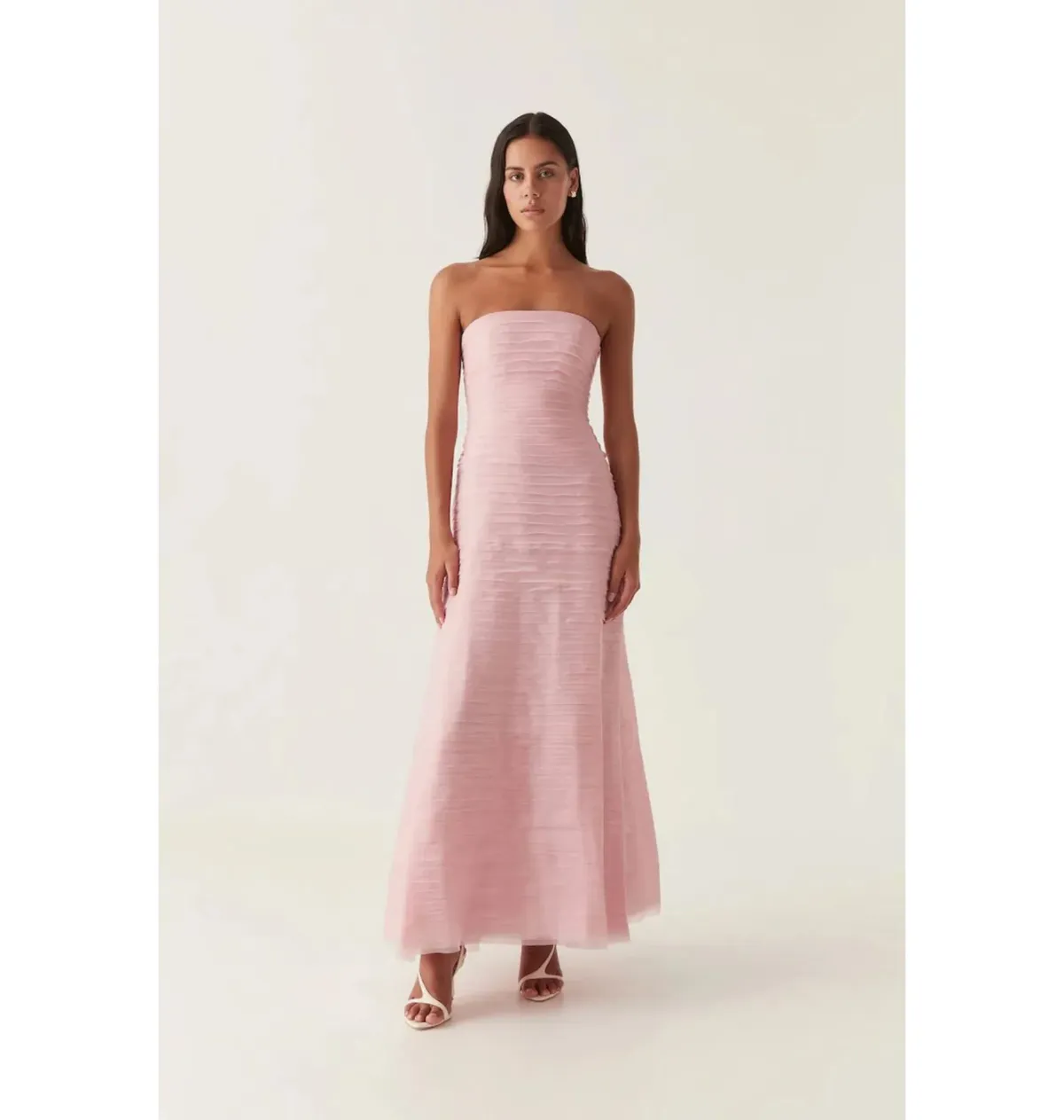Aje Soundscape Maxi Dress Chalk Pink Size AU 8 for rent on The Volte - main image