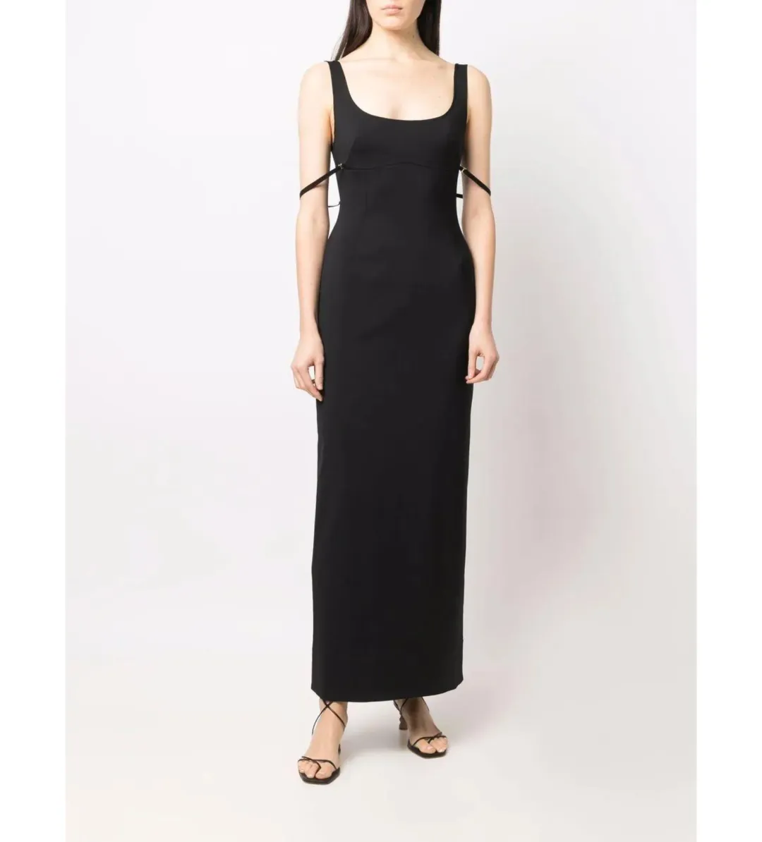 Jaquemus Le Valdu virgin wool blend maxi black dress size AU 8 for rent on The Volte - main image