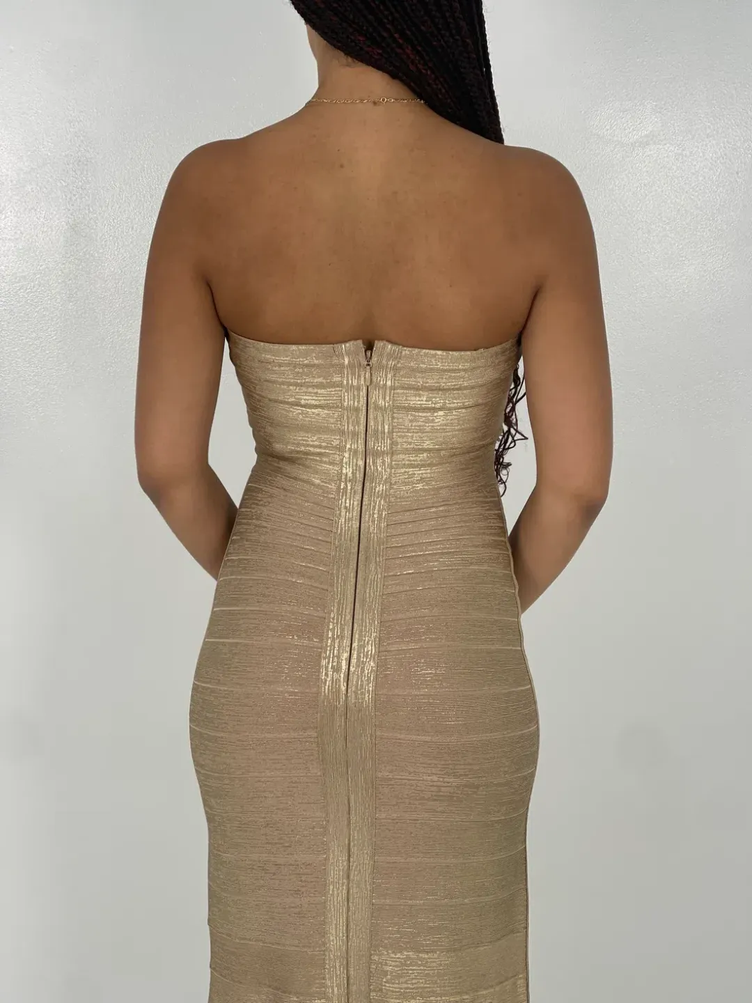 Hervé Léger Gold Sara Gown in Gold Size L/AU12 for rent on The Volte - main image