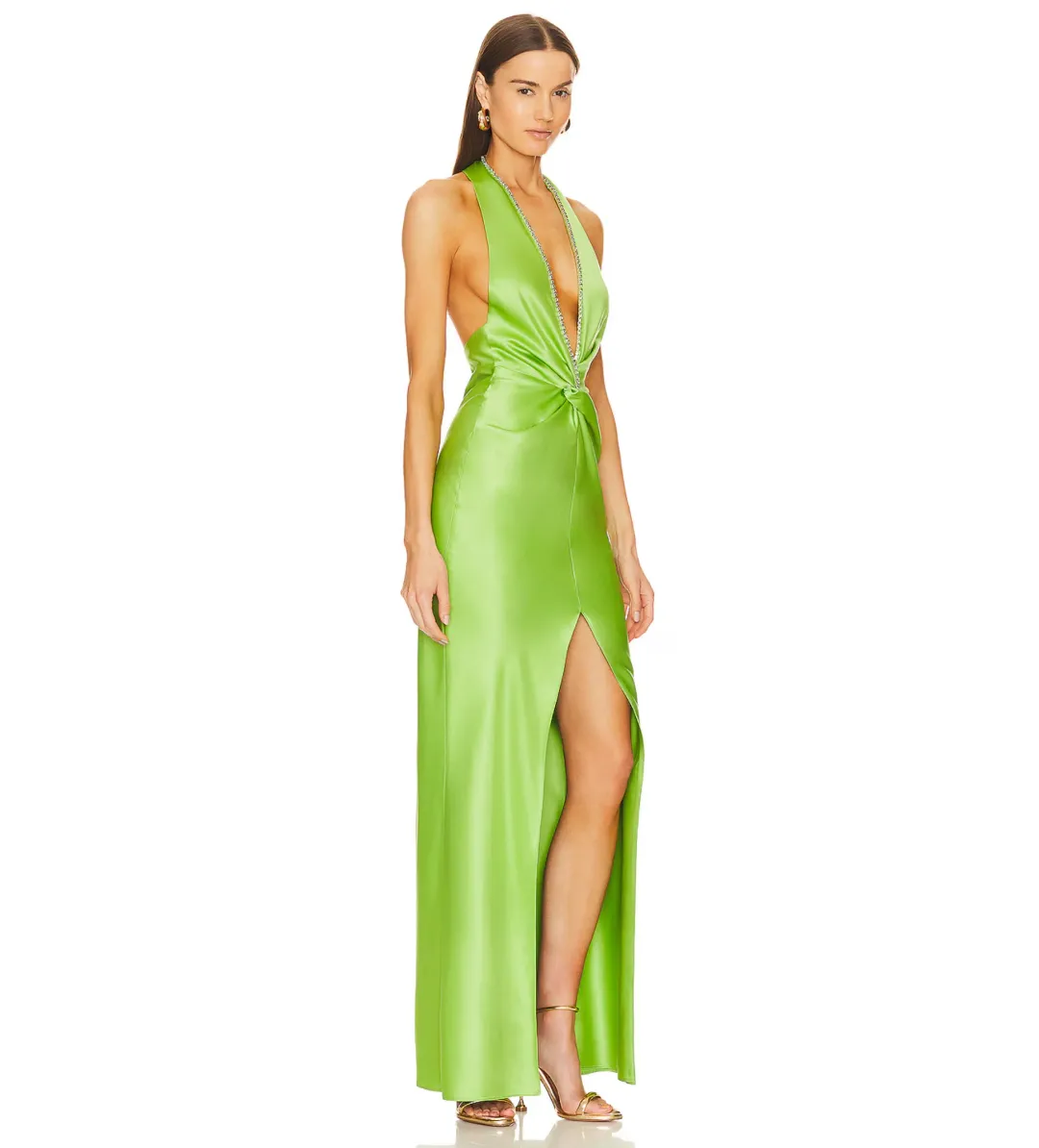 Khanums X Revolve Halter Gown in Pear Green Size M / AU 10 for rent on The Volte - main image