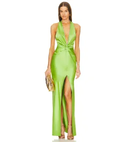 Khanums X Revolve Halter Gown in Pear Green Size M / AU 10 for rent on The Volte - image 1