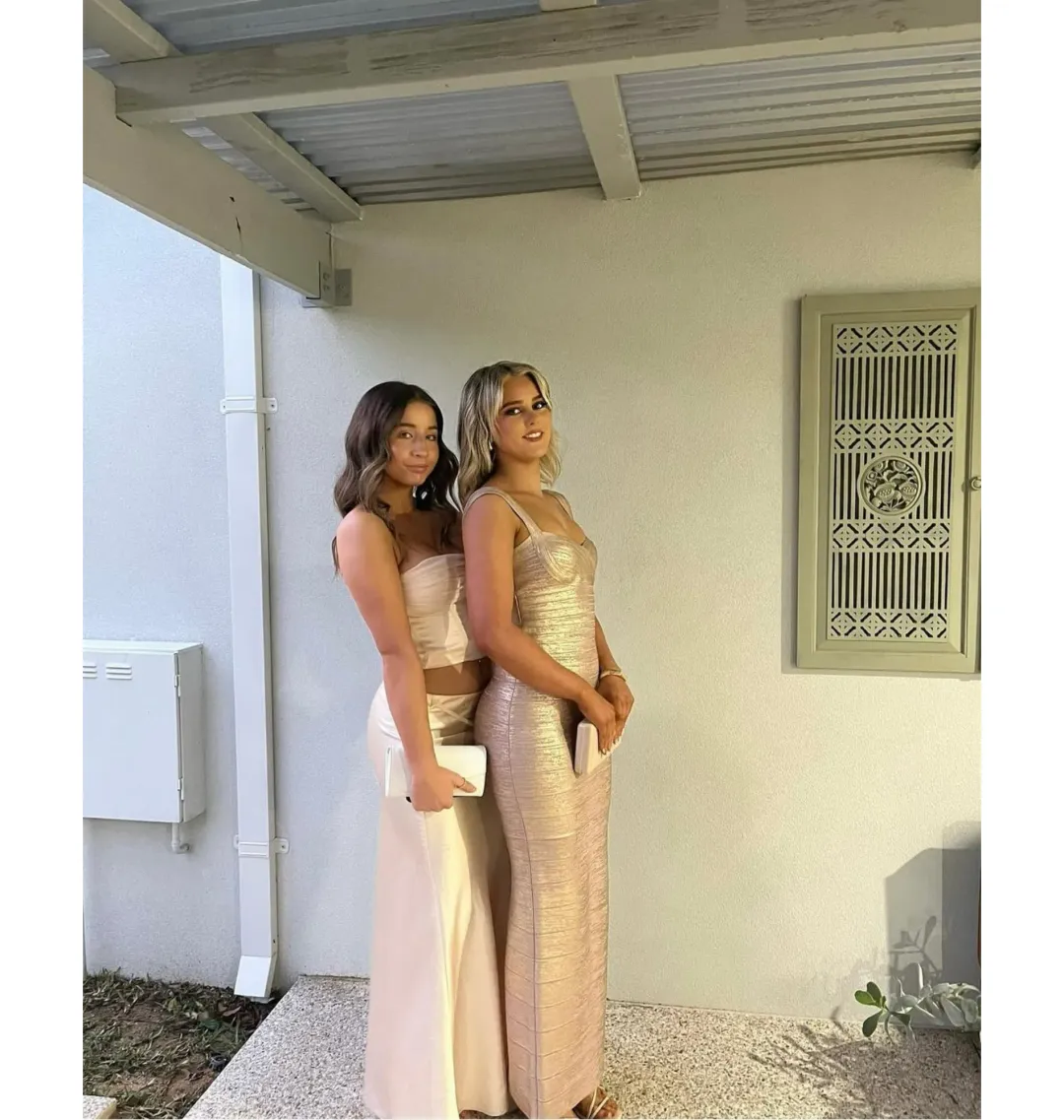 Herve Leger Sweetheart Gown Rose Gold Size S / AU 8 for rent on The Volte - main image